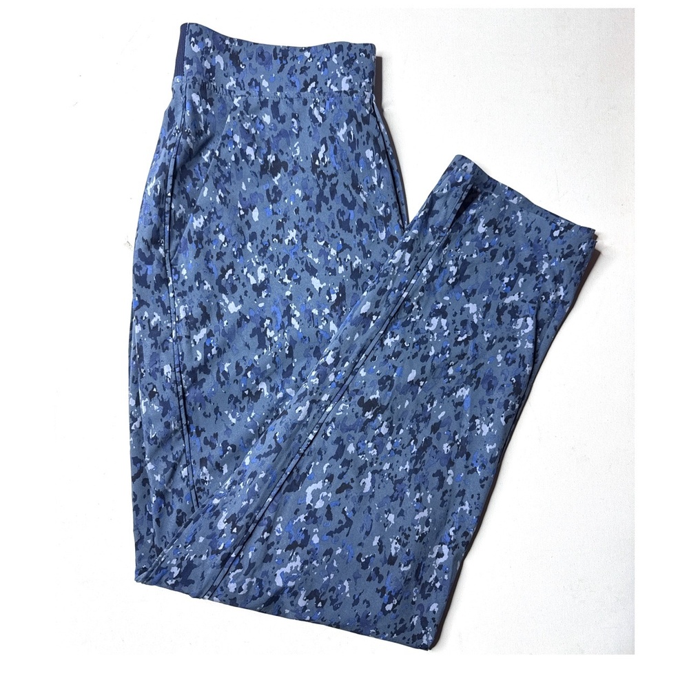 ATHLETA Athletic Pants Size 4 Blue Grey Camo Elastic Ribbed Waistband Activewear